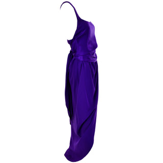 Purple Vintage Halston Dress One Shoulder in Jersey