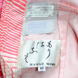 Hanae Mori Japan Vintage Pink & Blue Floral Silk Chiffon Dress