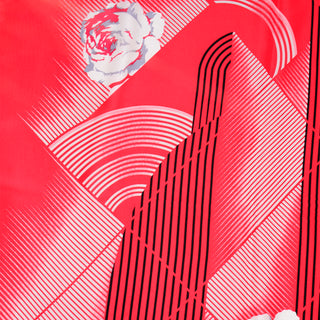 Hanae Mori Red Abstract Print Vintage Silk Designer Scarf