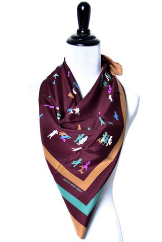 Hanae Mori Designer silk novelty print scarf - Dressing Vintage