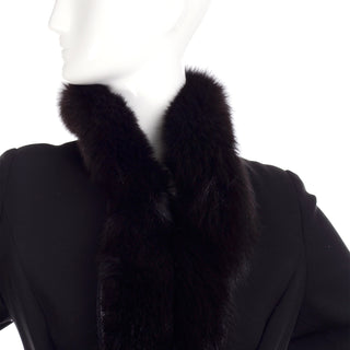Vintage Jiki 1990s Black Wool Fox Fur Evening Jacket from Harriet Kassman Excellent