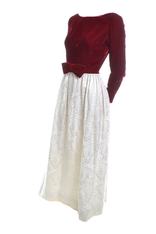 1960's Harry Kaiser Red Velvet and Ivory Vintage Dress