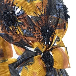 Helena Barbieri Vintage Dress Formal Evening Gown Silk Beaded Strapless - Dressing Vintage