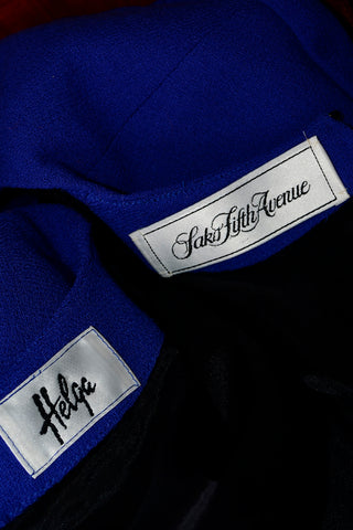 Helga Saks Fifth Avenue Vintage Blue black Dress 1980s Color Block