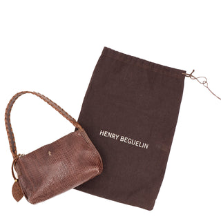 Rare 1990s Henry Beguelin Reptile Embossed Short Strap Shoulder Bag Handbag