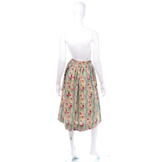 1980s Pastel Cotton Striped Midi Skirt