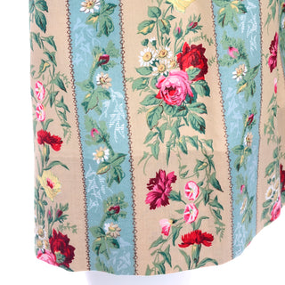Rose Print Vintage Pleated Midi Skirt