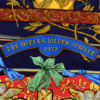 1977 Hermes Vintage Queens Silver Jubilee Silk Scarf Rare