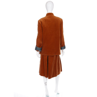 Vintage Hermes corduroy reversible jacket and culottes