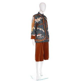 Vintage Hermes Reversible Puffer Jacket with matching culotte shorts