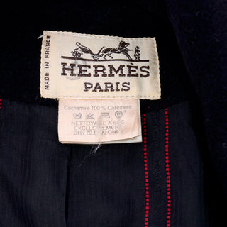 Hermes Black Cashmere Vintage Coat w/ Toggle Clip