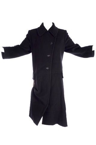 Black Cashmere Hermes Coat with Toggle