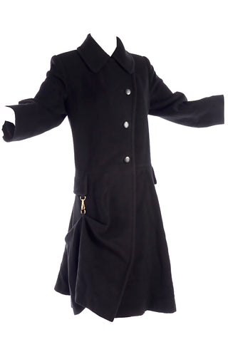 Hermes Paris Black Cashmere Coat