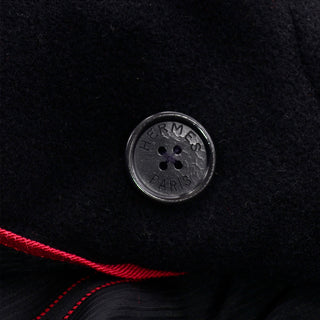 Hermes Black Cashmere Vintage Coat w/ Toggle Clip