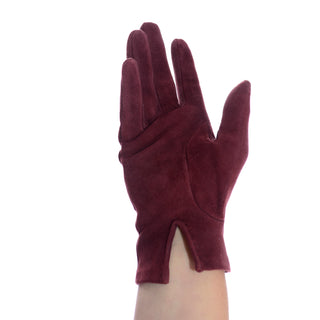 Hermes Burgundy Suede REindeer Gloves With Monogram H Authentic