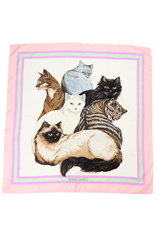 1985 Hermès Silk Cats Scarf Carré Les Chats By Daphne Duchesne
