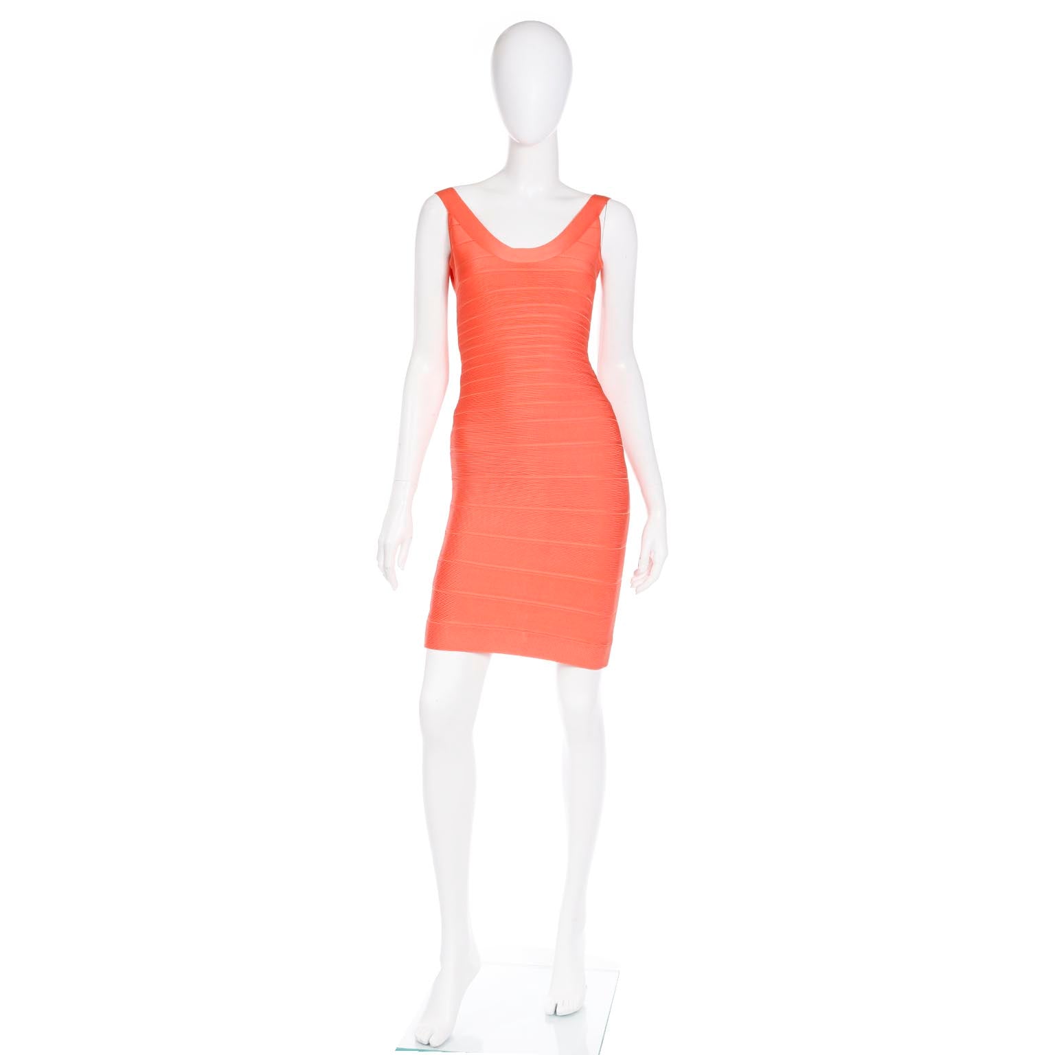 2000s Herve Leger Tangerine Orange Sydney Bandage Dress Modig 2000s Herve Leger Tangerine Orange Sydney Bandage Dress Modig
