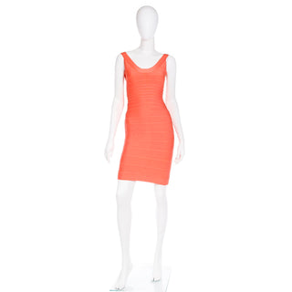 2000s Herve Leger Tangerine Orange Bandage Dress S
