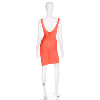 2000s Herve Leger Tangerine Orange Bandage Dress Sz Small