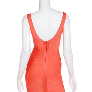 2000s Herve Leger Sydney Tangerine Orange Bandage Dress