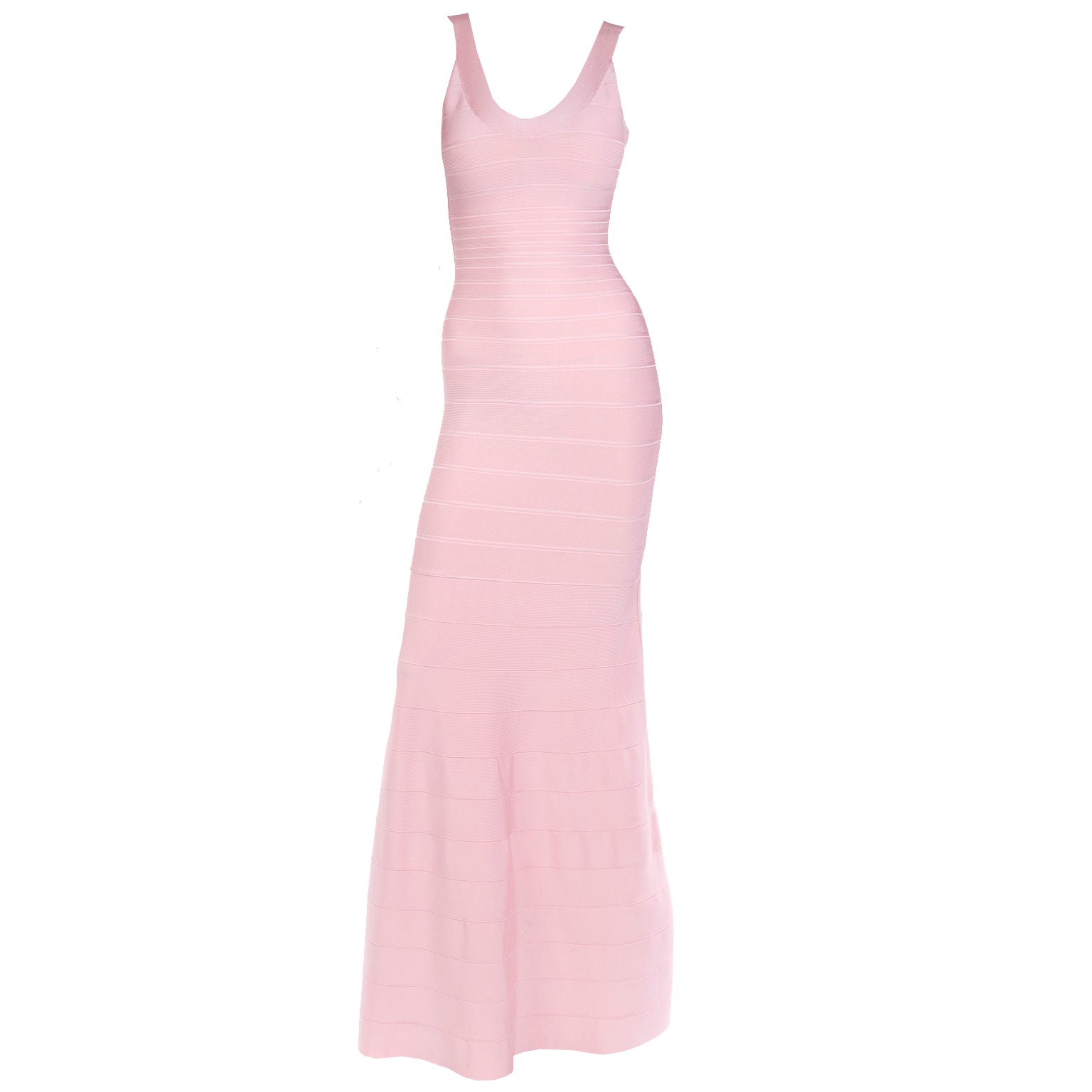 Herve Leger Long Pink Bandage Dress Herve Leger Long Pink Bandage Dress