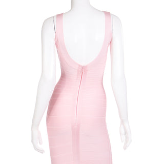 Herve Leger Long Pink Bandage Dress Size S