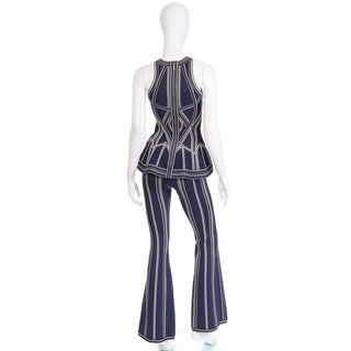 Documented 2016 Herve Leger Runway Bodycon Cutout Top and Flared Pants Outfit