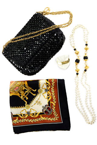 Luxury vintage gift sets for her including mesh Whiting and Davis bag and Balenciaga hair clip