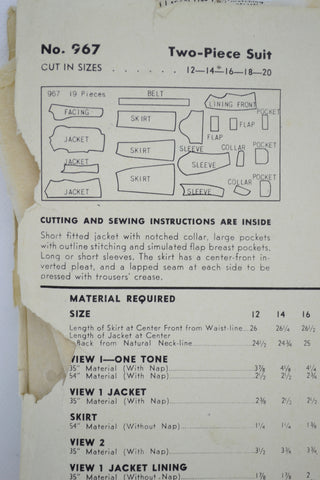 Hollywood 967 Vintage 1940s Sewing Pattern