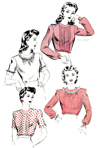 1943 Hollywood 1165 Vintage Blouses Sewing Pattern Ruth Warrick