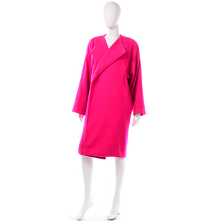 1980s Rare Vintage Patrick Kelly Hot Pink Cashmere wool Coat 80s Designer