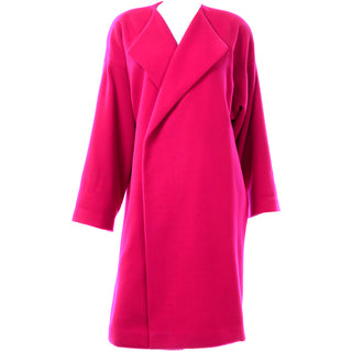 1980s Rare Vintage Patrick Kelly Paris Designer 80s Hot Pink Cashmere wool Coat