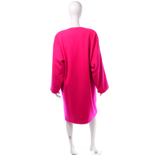 1980s Rare Vintage Patrick Kelly Paris Designer Hot Pink Cashmere wool Coat