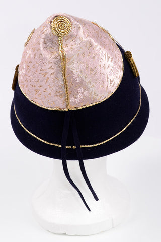 1960s Howard Hanlon Purple & Pink Pointed Fez Hat w/ Gold Tassels