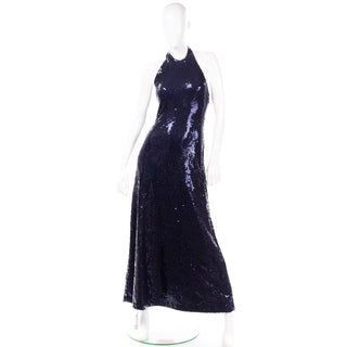 Vintage Blue Sequin 1970s evening dress