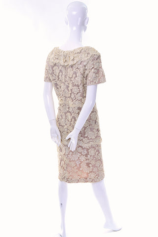Cream I Magnin Vintage Tiered Lace Dress With Bow