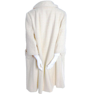 1960s Manor Bourne for I Magnin Winter White Boucle Wool Vintage Coat