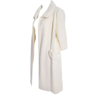 1960s Manor Bourne for I Magnin Cream Ivory Boucle Wool Vintage Coat Open front