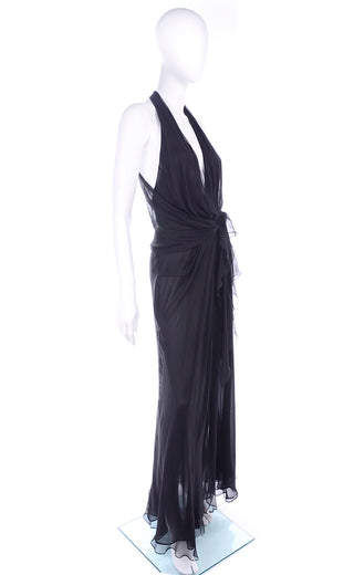 1990s Gianni Versace Sheer Black Silk Chiffon Vintage Dress