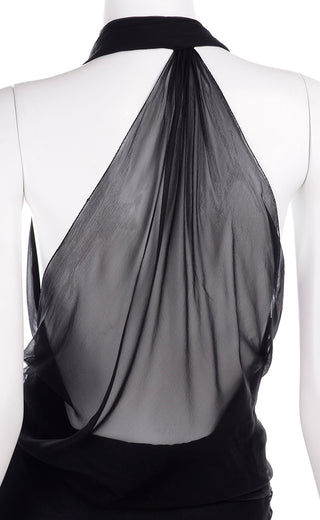 1990s Gianni Versace Sheer Black Silk Chiffon Long Evening Dress