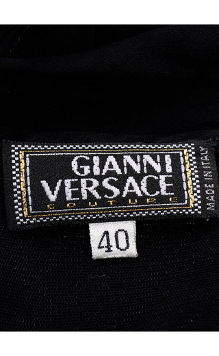 90s Gianni Versace Couture Sheer Black Silk Chiffon Halter Evening Dress