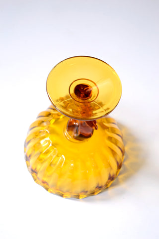 Lotus Blossom Vintage Indiana Glass Amber Compote 