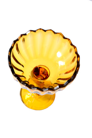 Lotus Vintage Indiana Glass Amber Compote pedestal bowl