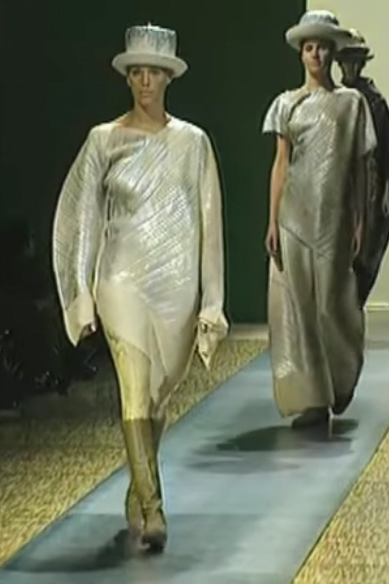 Donna Karan Deadstock 1994 Runway Silk One Shoulder Evening Dress
