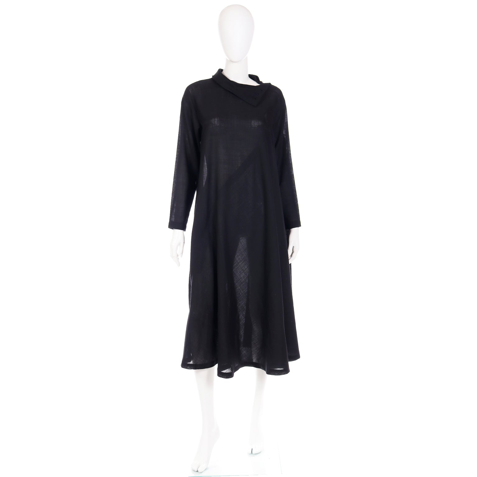 Vintage Issey Miyake Vintage Lightweight Black Wool Tent Dress Modig Vintage Issey Miyake Vintage Lightweight Black Wool Tent Dress Modig