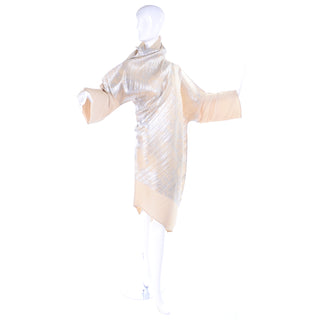Issey Miyake pleated asymmetrical vintage turtleneck dress
