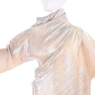 F/W 1994 Issey Miyake Asymmetrical Pleated Dress Metallic Deadstock