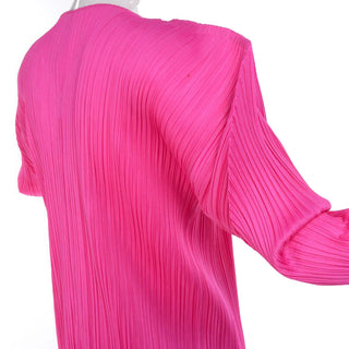 Issey Miyake pleated vintage ensemble in hot pink at Dressing Vintage