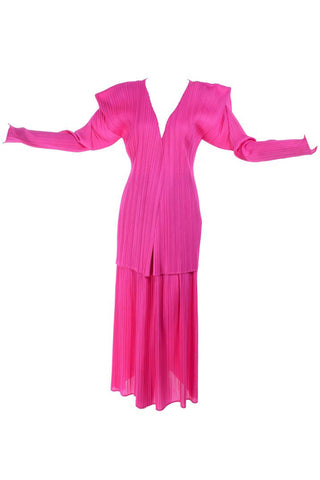 Vintage Issey Miyake Hot Pink Open Front Cardigan and Skirt