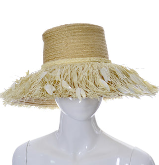 Island Raffia Fringe vintage Straw wide brimmed hat Made in Italy SOLD - Dressing Vintage